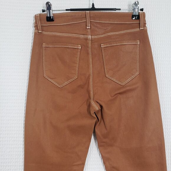 L'Agence Jeans Womens 26 Brown Cognac Margot High Rise Skinny Coated Western USA - Picture 16 of 16